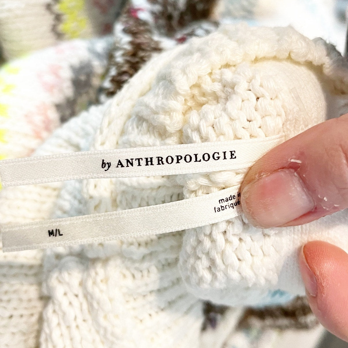 Anthropologie Fair Isle Printed Long Sleeve Crewneck Swing Poncho Sweater White