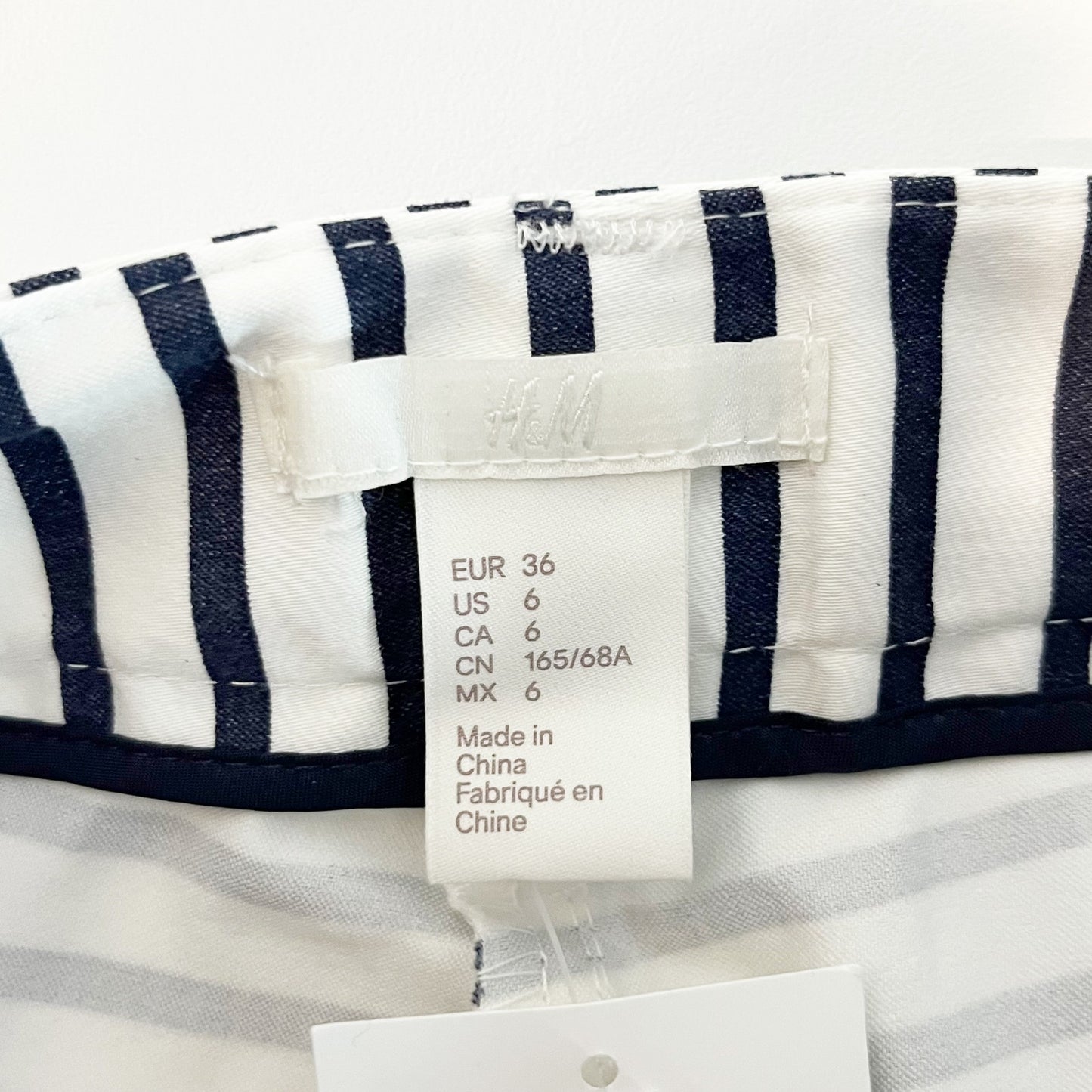 H&M High Rise Striped Chino Shorts Blue White 6