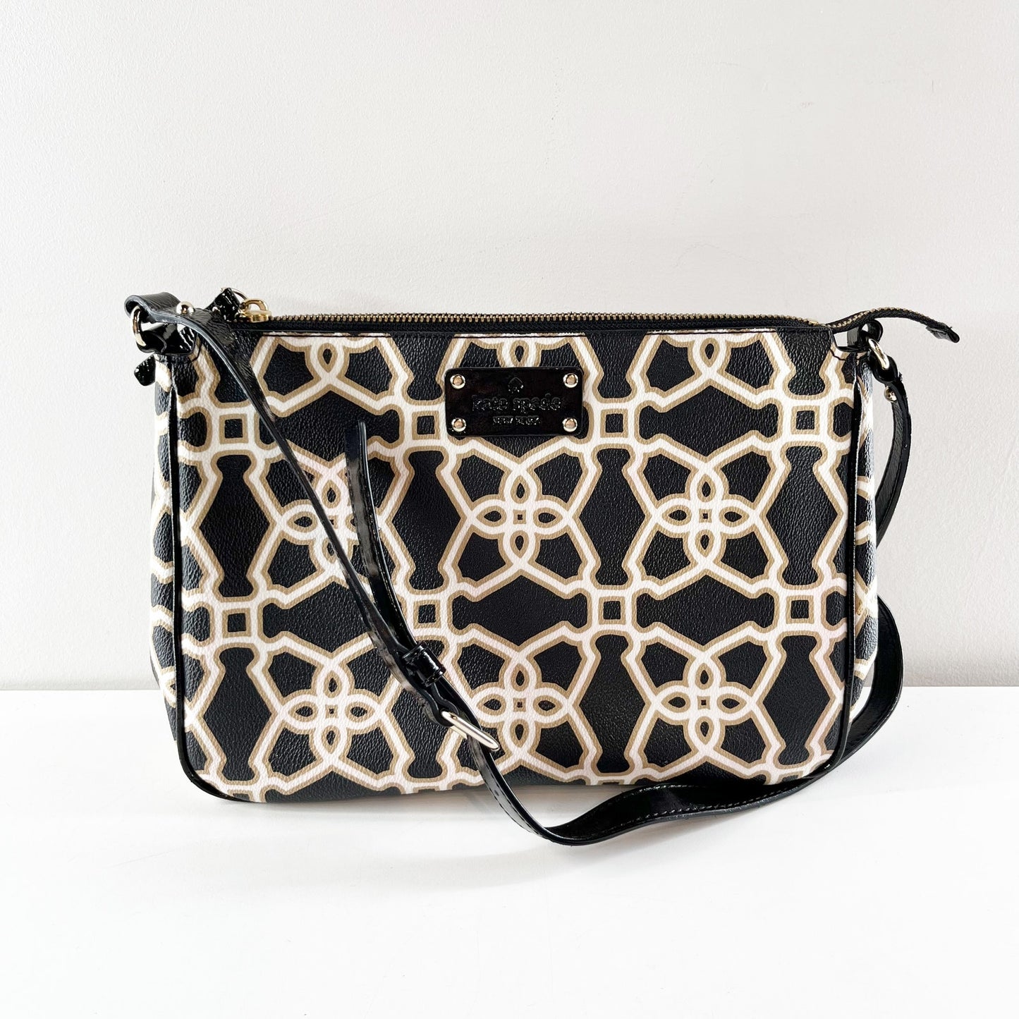 Kate Spade Chrissy Moroccan Print Crossbody Purse Bag Black