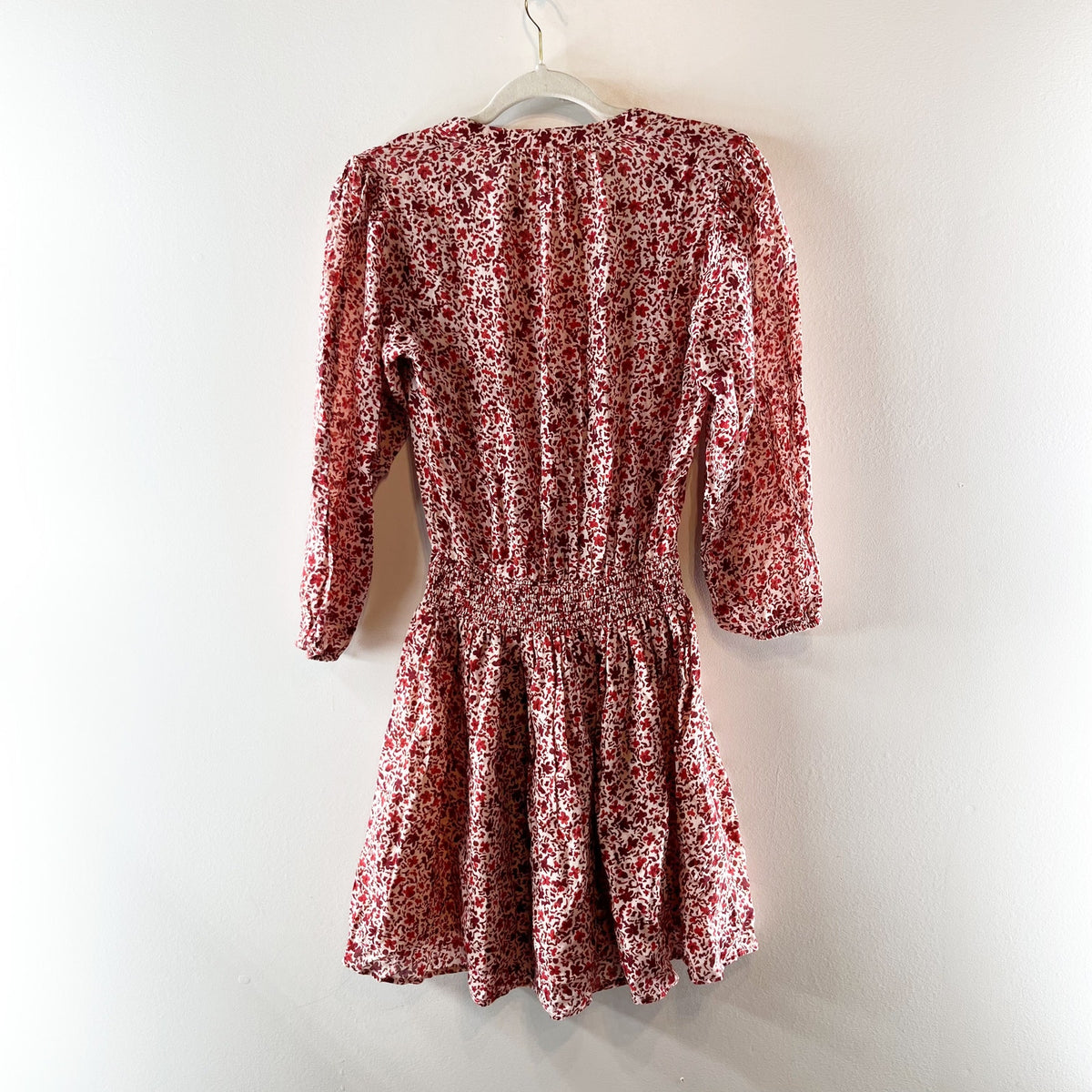 Sundry Evereve Disty Floral Smocked Waist Mini Dress Pink XS