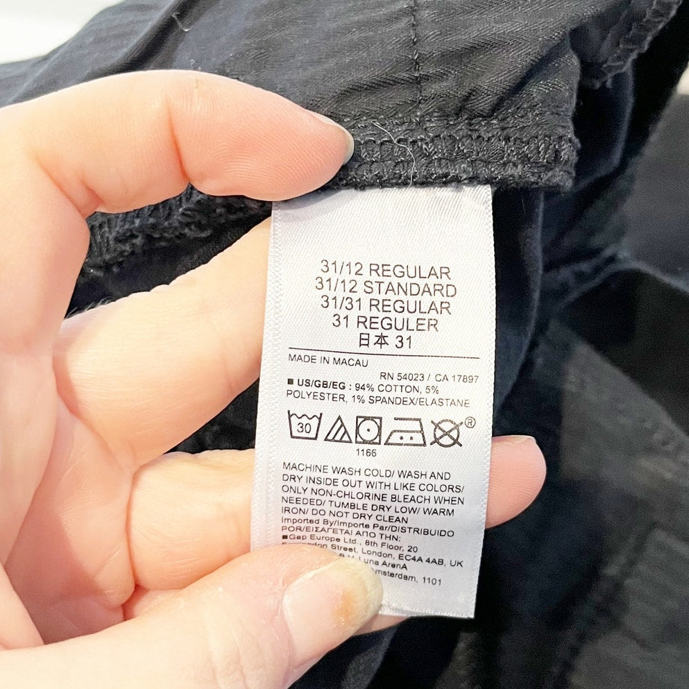 GAP High Rise Kick Fit Raw Hem Flare Cropped Jeans Black 12