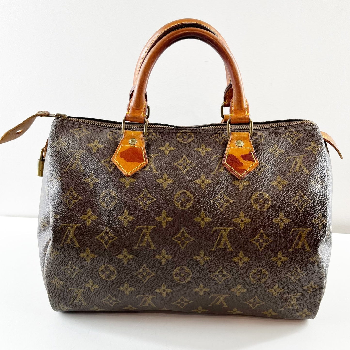 Louis Vuitton Vintage Speedy 30 Top Handle Canvas Monogram LV Bag Purse Brown