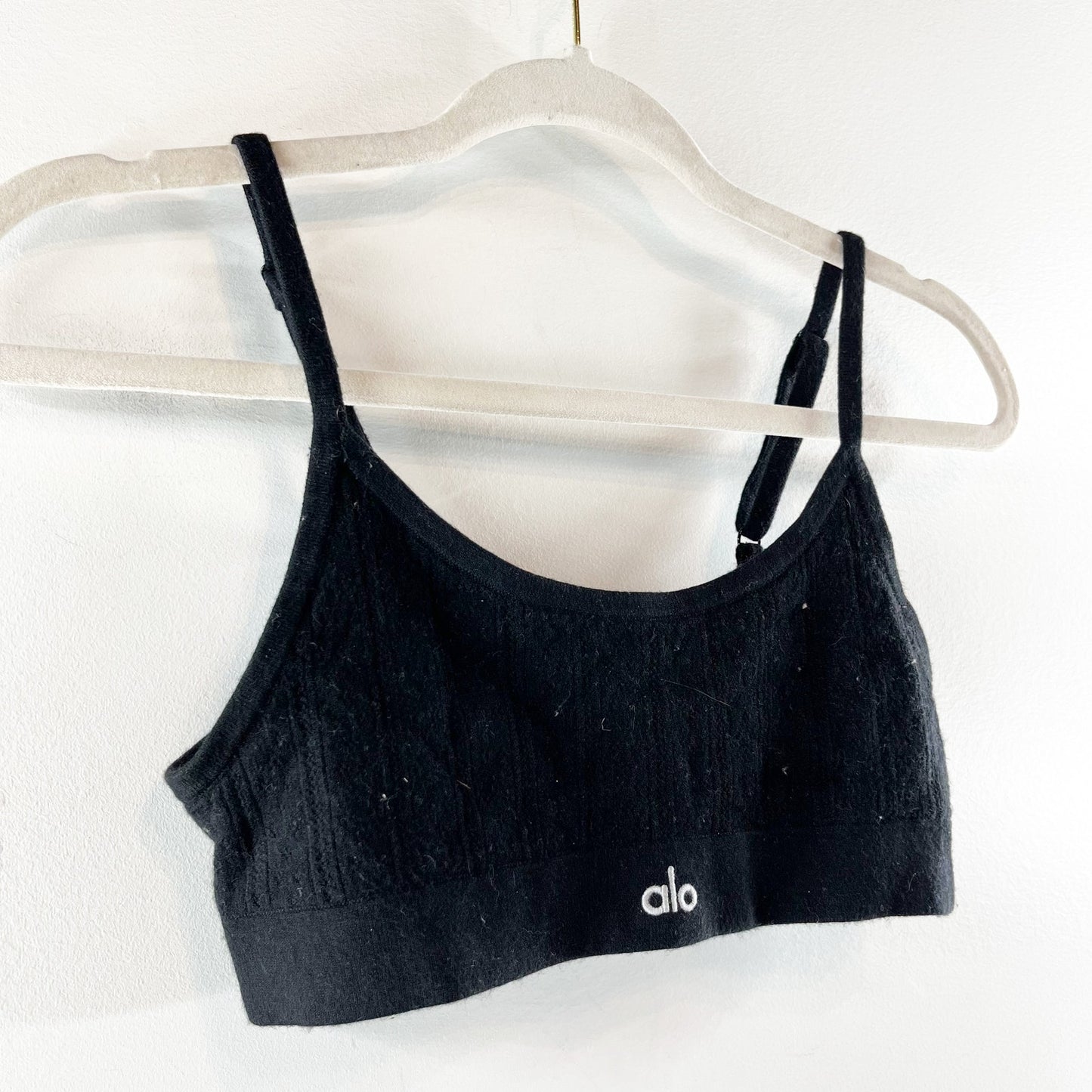 Alo Yoga Pointelle Sweater Be Mine Bra Bralette Black Small