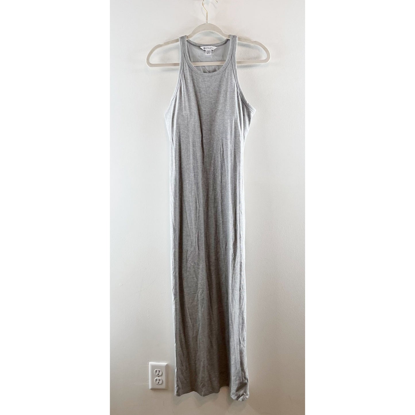 Athleta Signature Rib Tank Maxi Dress Gray Medium Tall