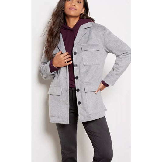 Sanctuary Fisher Car Long Sleeve Buttoned Oversized Coat Jacket Gray Medium