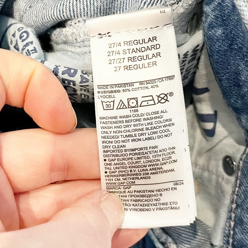 GAP Baggy Mid Rise Wide Leg Jeans Light Indigo Blue 4