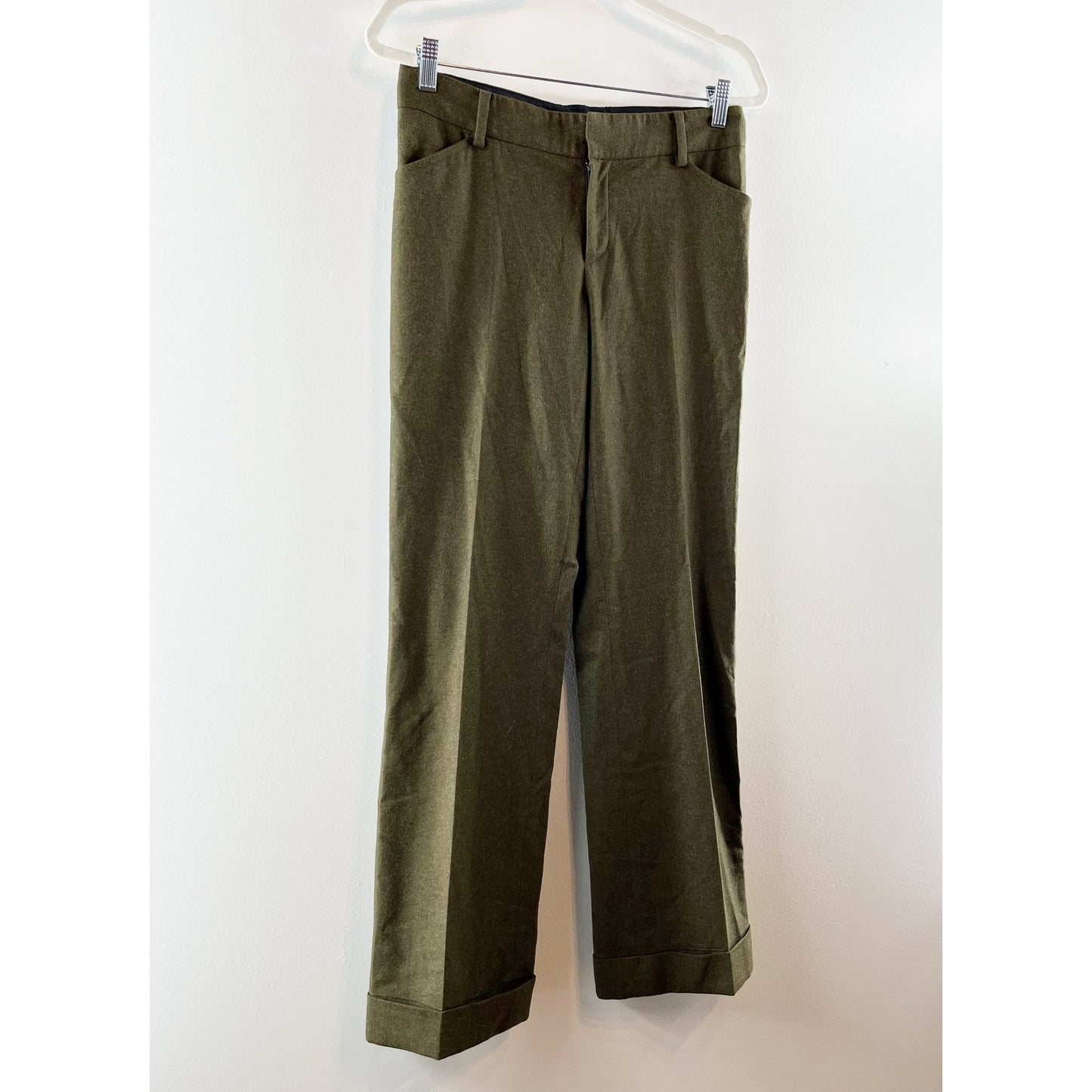 Ralph Lauren Mid Rise Wool Blend Cuffed Trouser Dress Pants Green 8