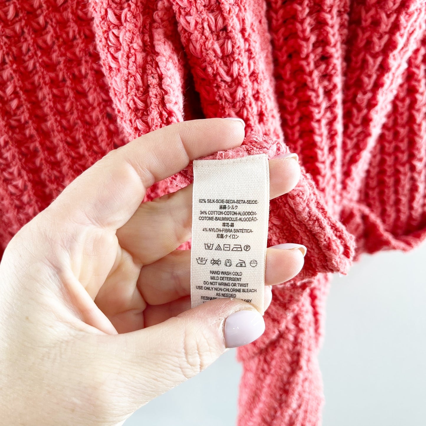 Free People I'll Be Around Chunky Fringe Cardigan Sweater Coral Pink XS