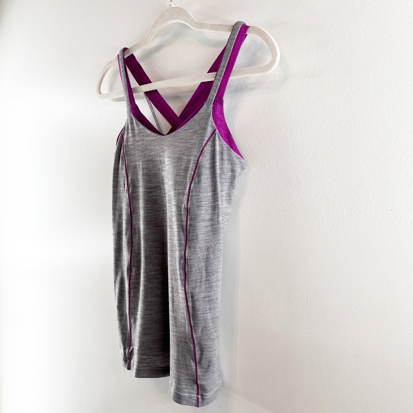 Lululemon Run For Gold Sleeveless Slim Bra-Tank Heathered Slate / Regal Plum 6