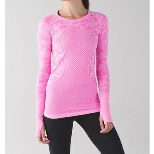 Lululemon Swiftly Tech Long Sleeve Crew Heathered Raspberry Glo Light Pink 6