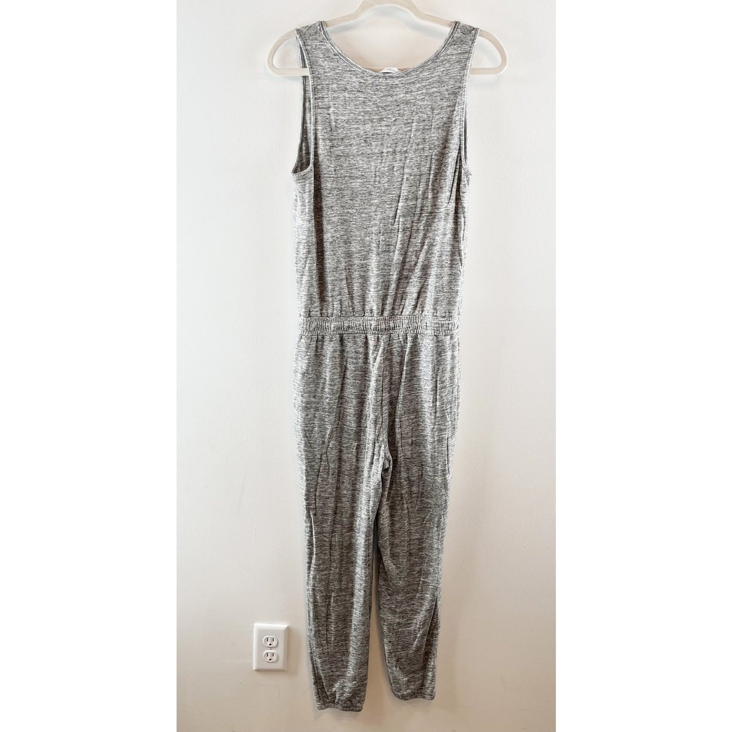 Daily Ritual Scoopneck Sleeveless Tie Waist Jogger Jumpsuit Heather Gray Medium