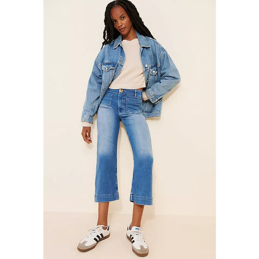 Maeve by Anthropologie The Denim Colette Cropped Wide-Leg Jeans Blue 29