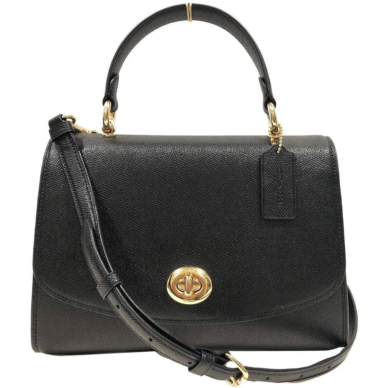 Coach 76618 Tilly Crossgrain Leather Top Handle Crossbody Satchel Black