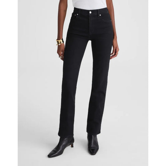 Madewell The Tall Longline Comfort Stretch Straight Leg Jeans Black Frost 26 T