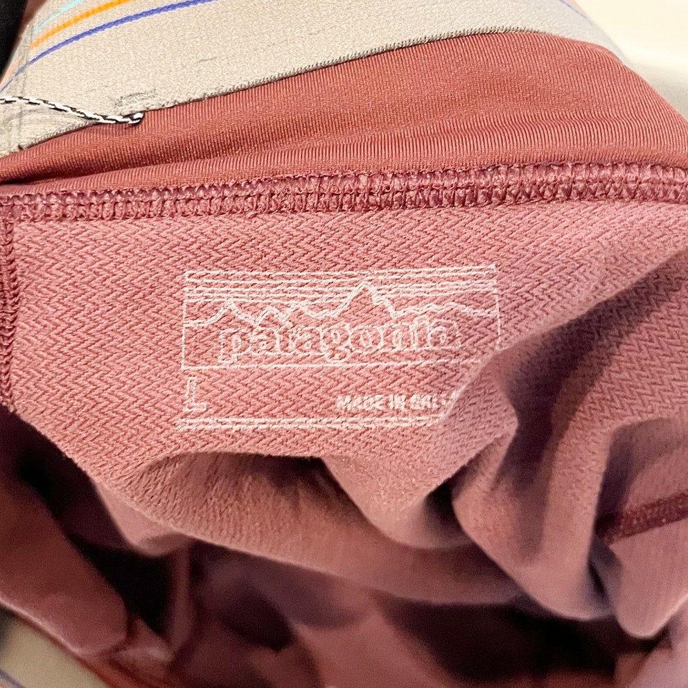 Patagonia Pull On Elastic Waist High Rise Ankle Leggings Clay Maroon Large