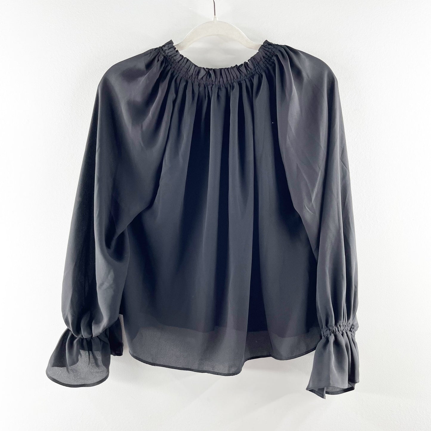 Madewell Long Sleeve Tie Front Blouse Top Black XXS