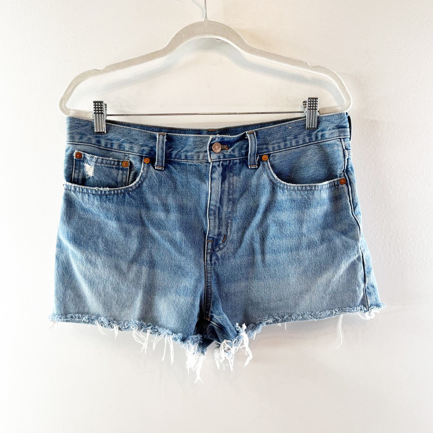 Madewell Relaxed Denim Jean Shorts Kelton Wash Raw Hem Edition Blue 29