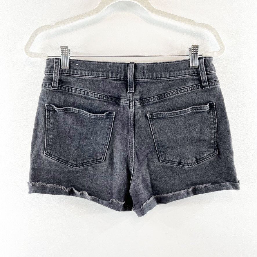 Madewell High Rise Cuffed Raw Frayed Hem Denim Shorts Black 27 / 4