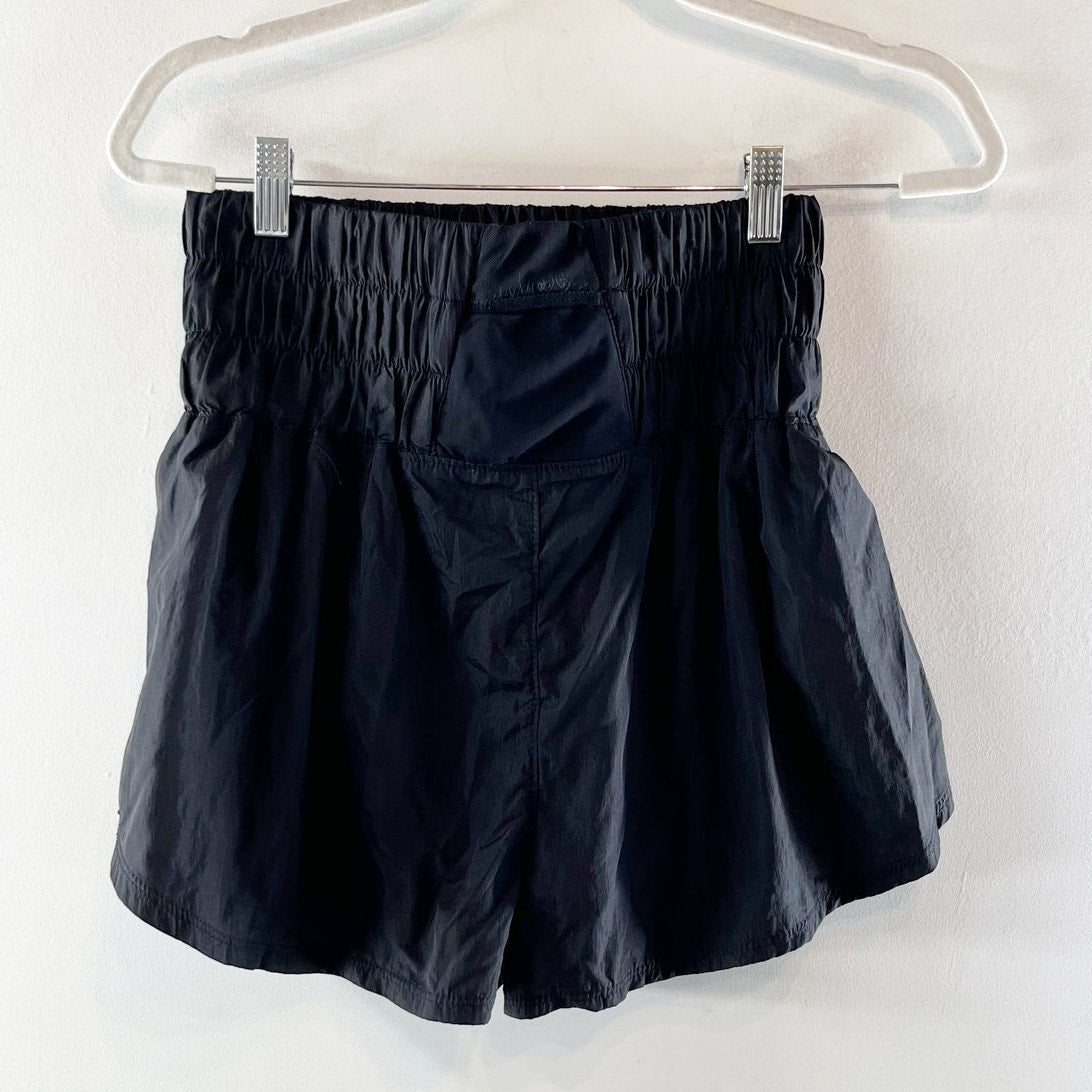 FP Movement The Way Home High Waisted Smocked Running Active Shorts Black Medium