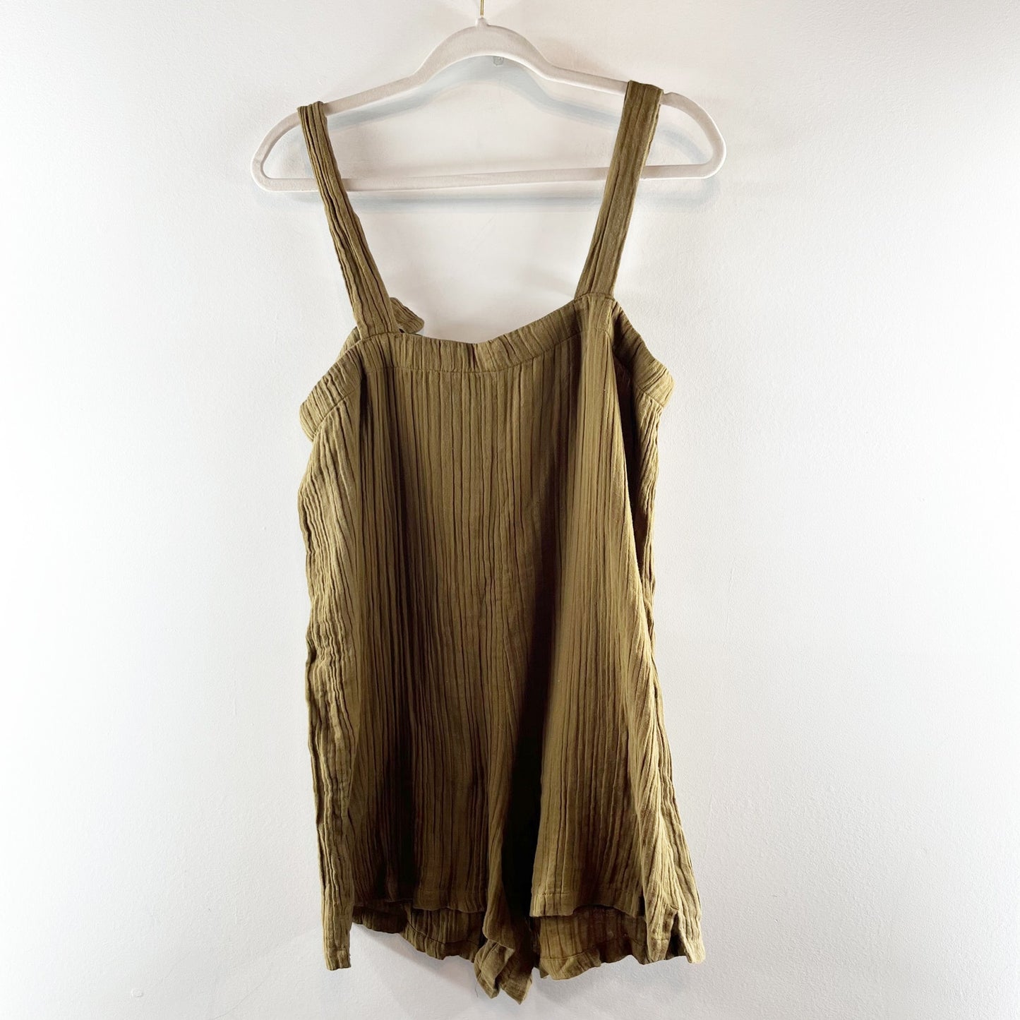 L Space Stephie Romper One Piece Gauzy Cotton Moss Green Medium