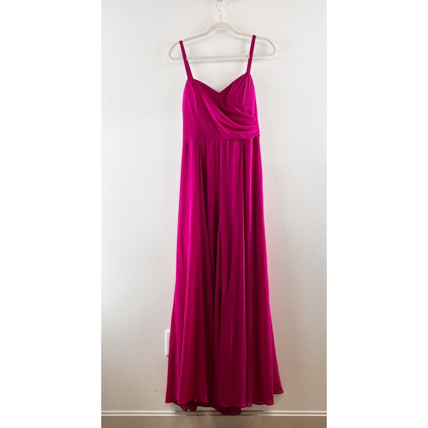 Marina Wide Leg Slit One Piece Jumpsuit With Illusion Skirt Magenta Pink 10