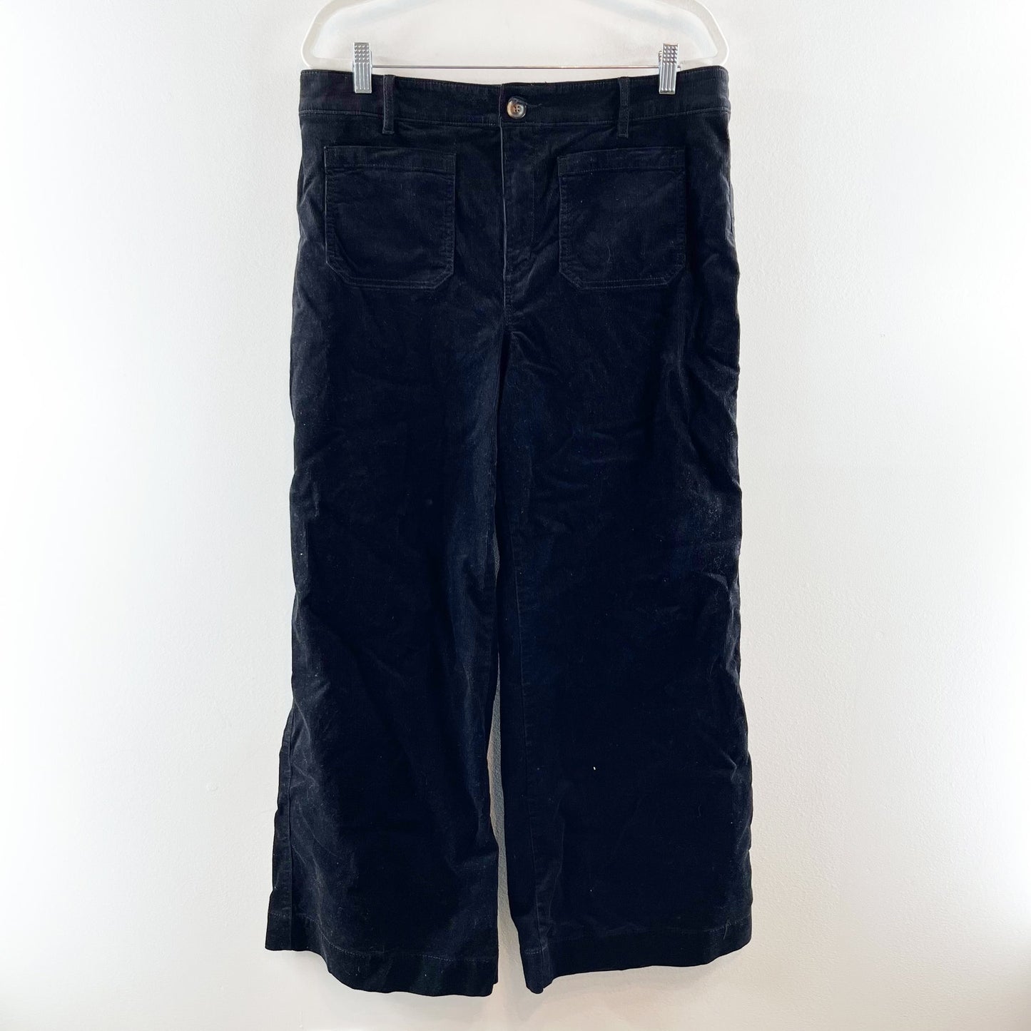 LOFT The Palmer High Rise Wide Leg Corduroy Pants Black 14