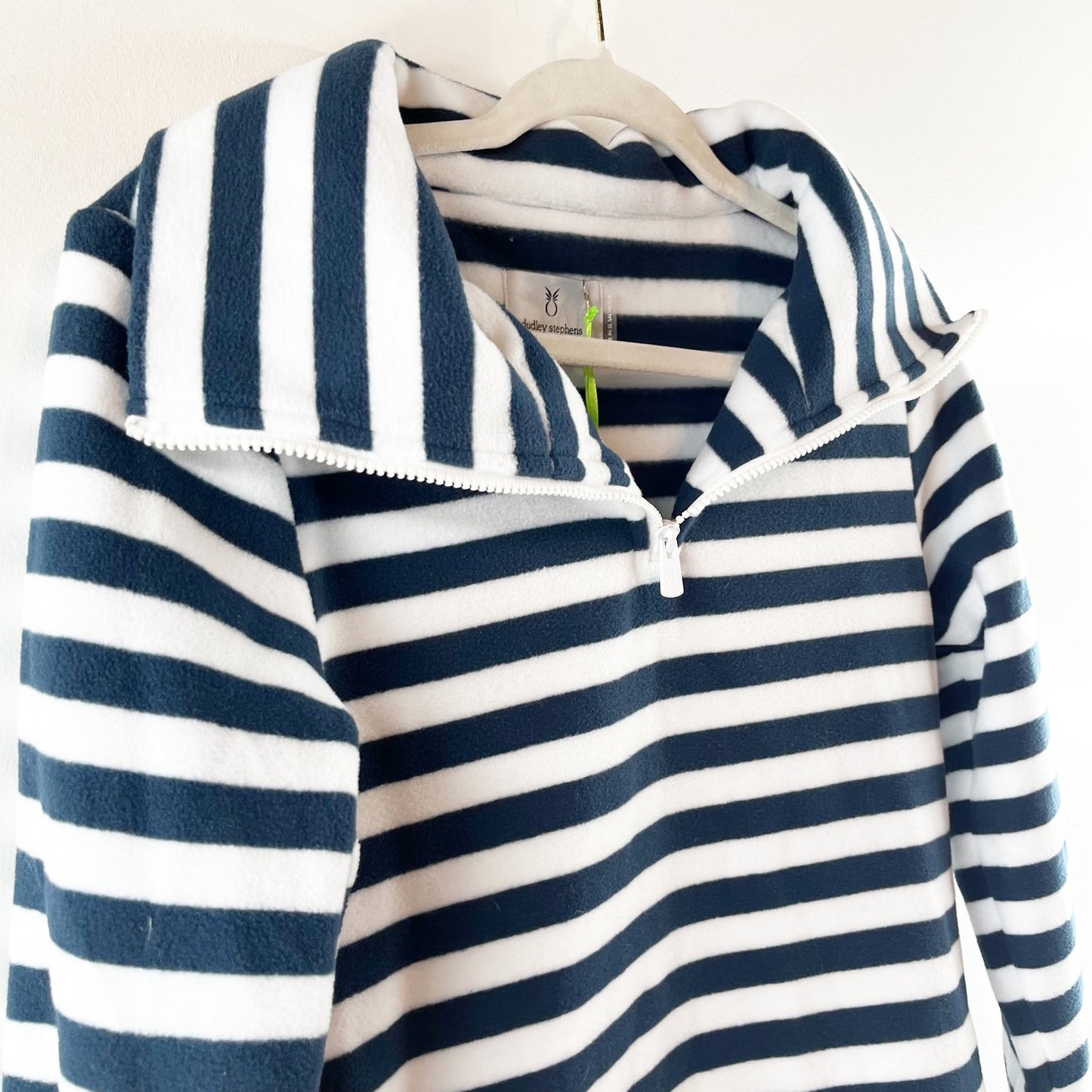 Dudley Stephens Prospect Park Striped Half Zip Pullover Sweatshirt Blue White S