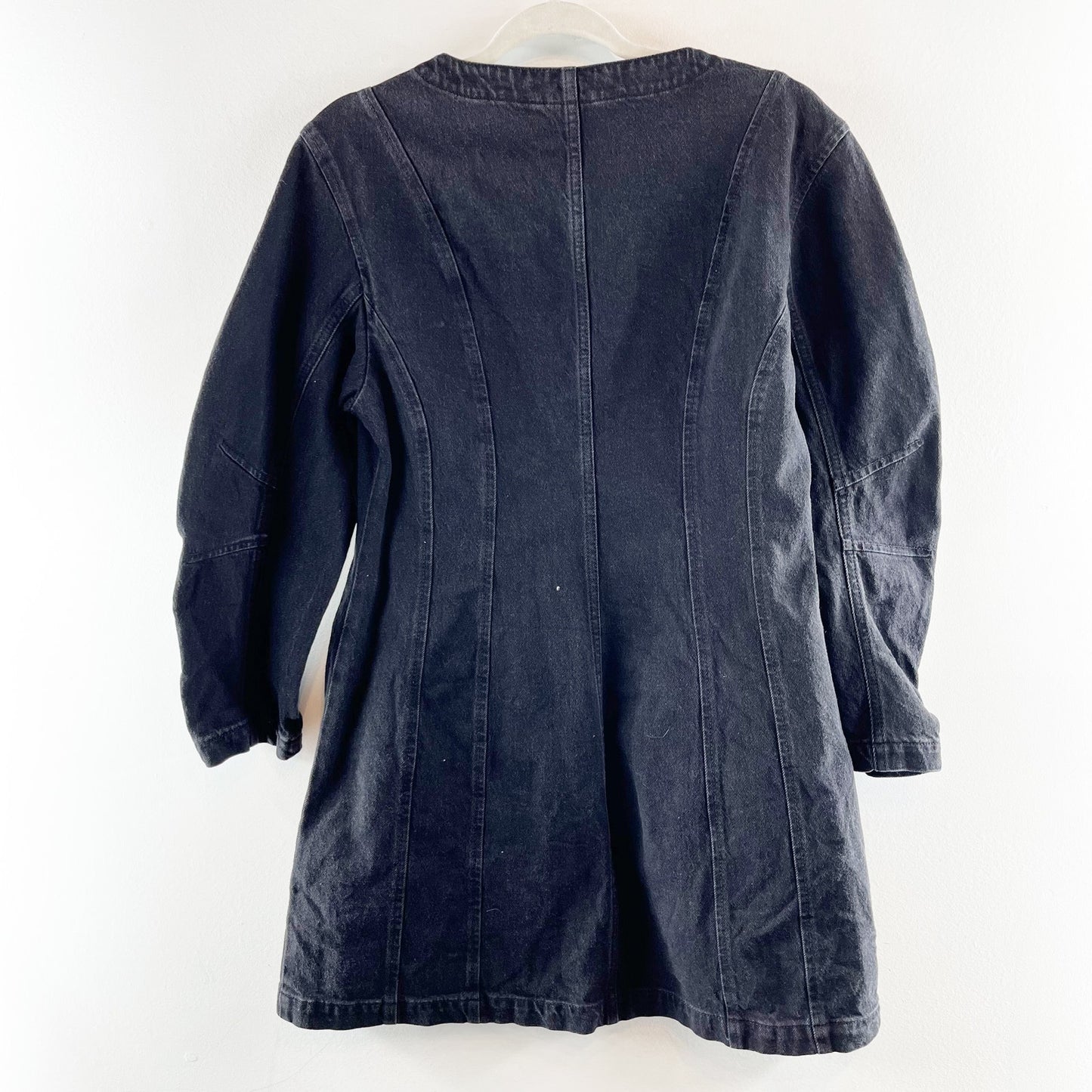 GAP Long Barrel Sleeve Denim Button Up Cotton Mini Dress Black Medium