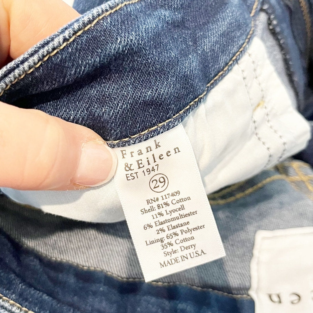 Frank & Eileen Derry High Waisted Denim Slim Straight Jeans Dark Blue Wash 29
