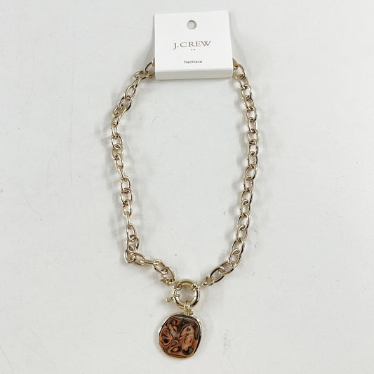 J. Crew Chain Necklace with Hammered Pendant Gold