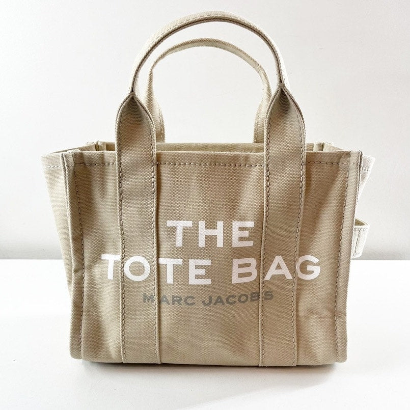 Marc Jacobs The Small Tote Canvas Bag Crossbody Purse Beige Tan