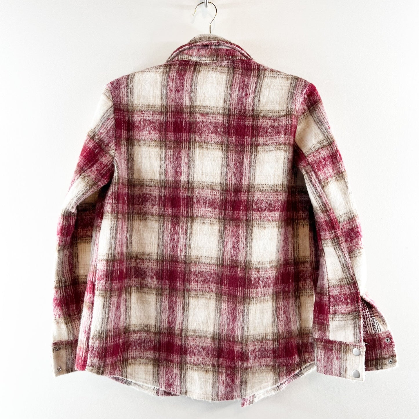 BB Dakota Work Hard Play Hard Plaid Flannel Shirt Jacket Shacket Red XS