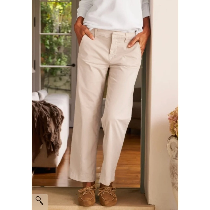 Frank & Eileen High Rise Wide Leg Waterford Cotton Flax Trouser Chino Pants Tan