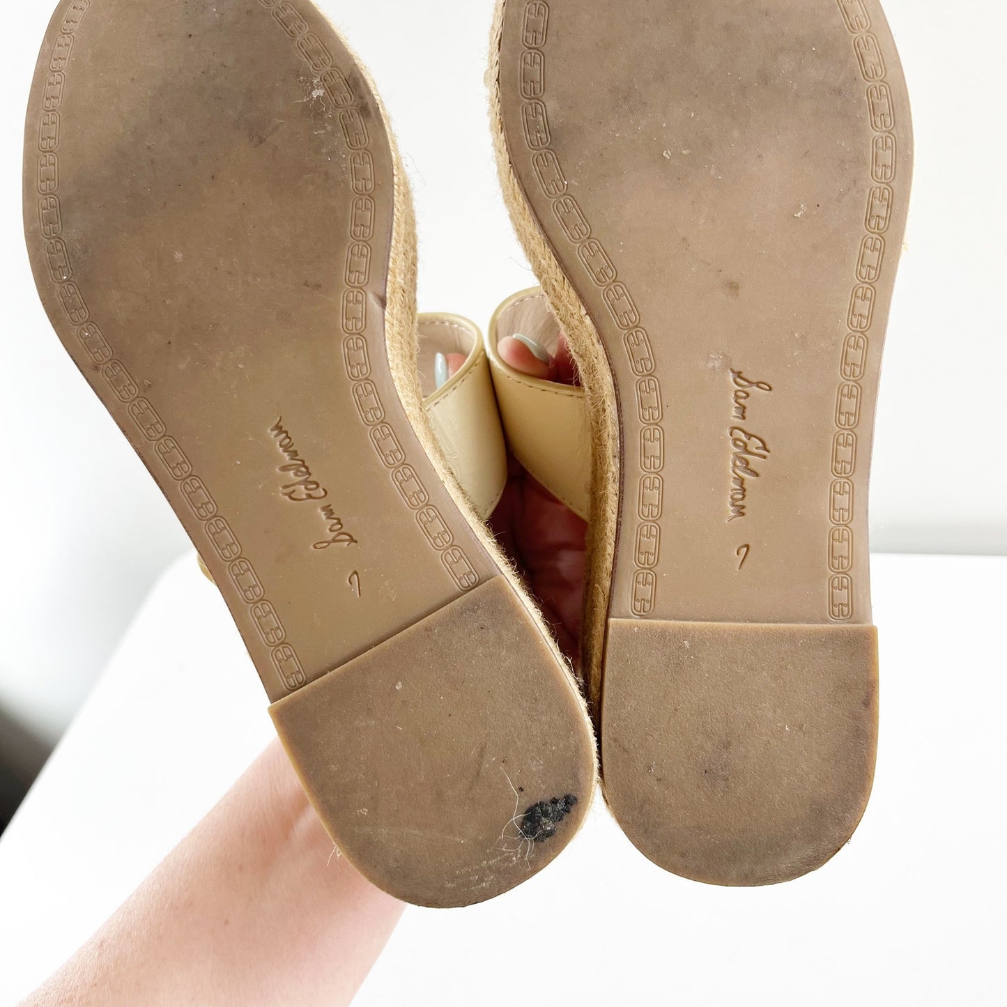Sam Edelman Carson Platform Wedge Espadrille Sandals Cream 7