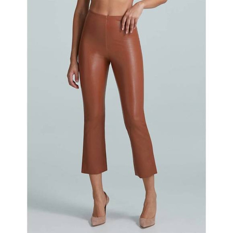 Commando High Rise Cropped Flared Leggings Faux Leather Pants Cocoa Brown Small