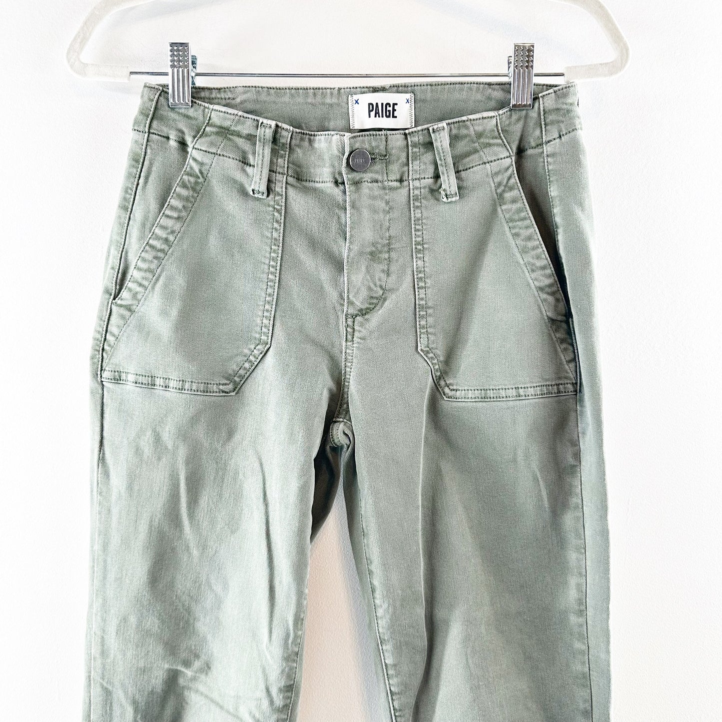 Paige Mayslie High Rise Cropped Jogger Pants Vintage Ivy Green 25 / 0