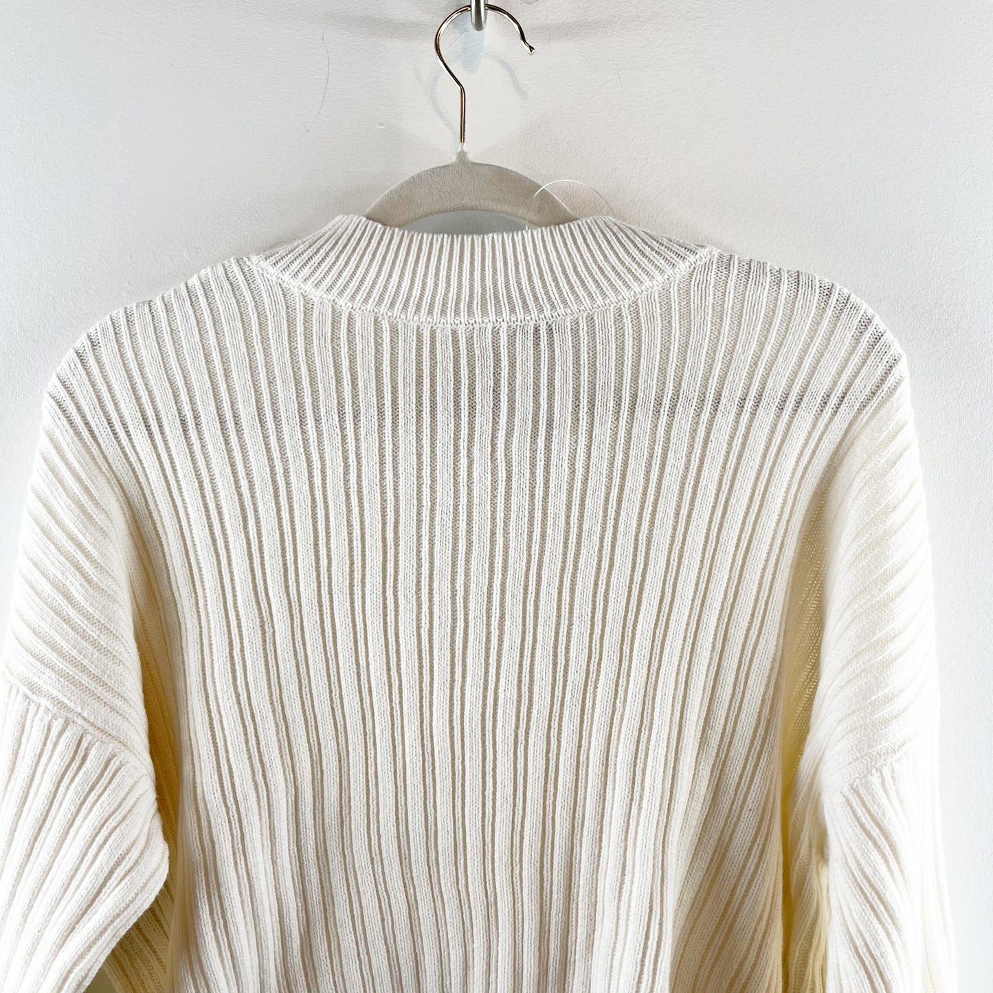 Hollister Ribbed Cropped Long Sleeve Crewneck Sweater White XS