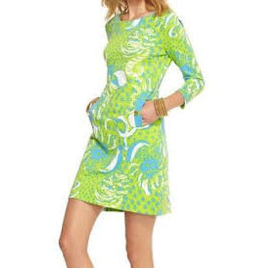 Lilly Pulitzer Limeade Roar Of The Jungle Cotton Shift Mini Dress Green Small