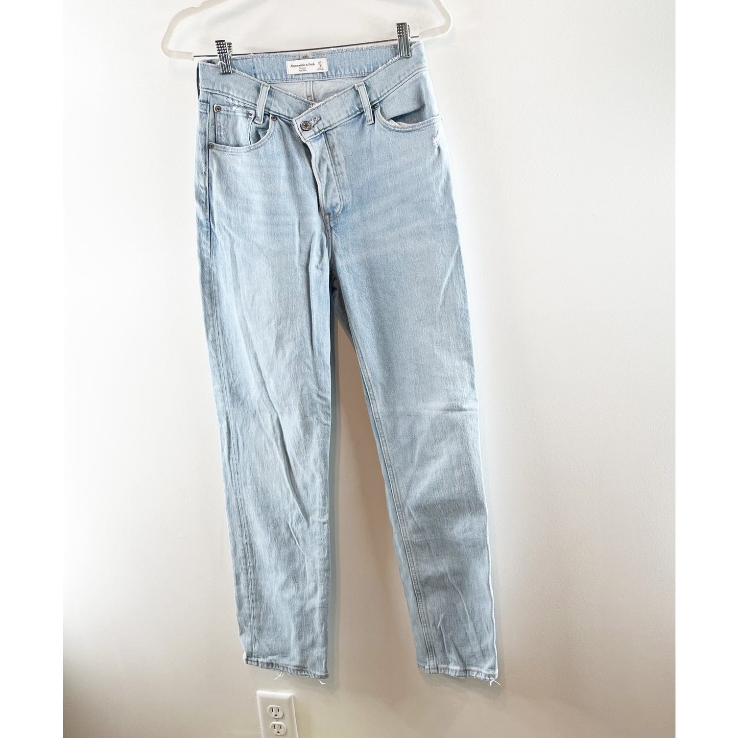 Abercrombie & Fitch High Rise Criss-Cross Waist Denim Dad Jeans Blue 4R / 27