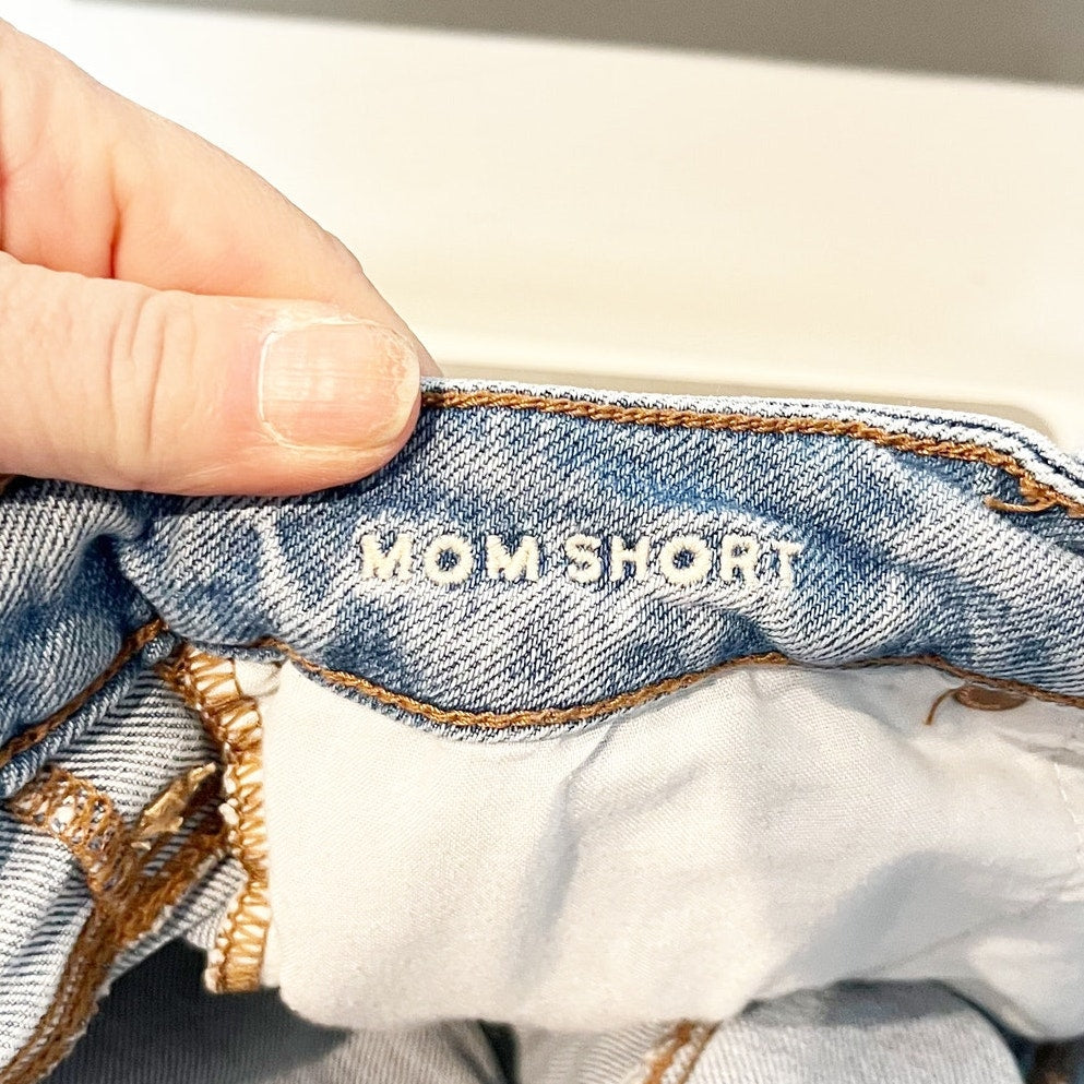 American Eagle High Rise Distressed Cutoff Mom Shorts Blue 6