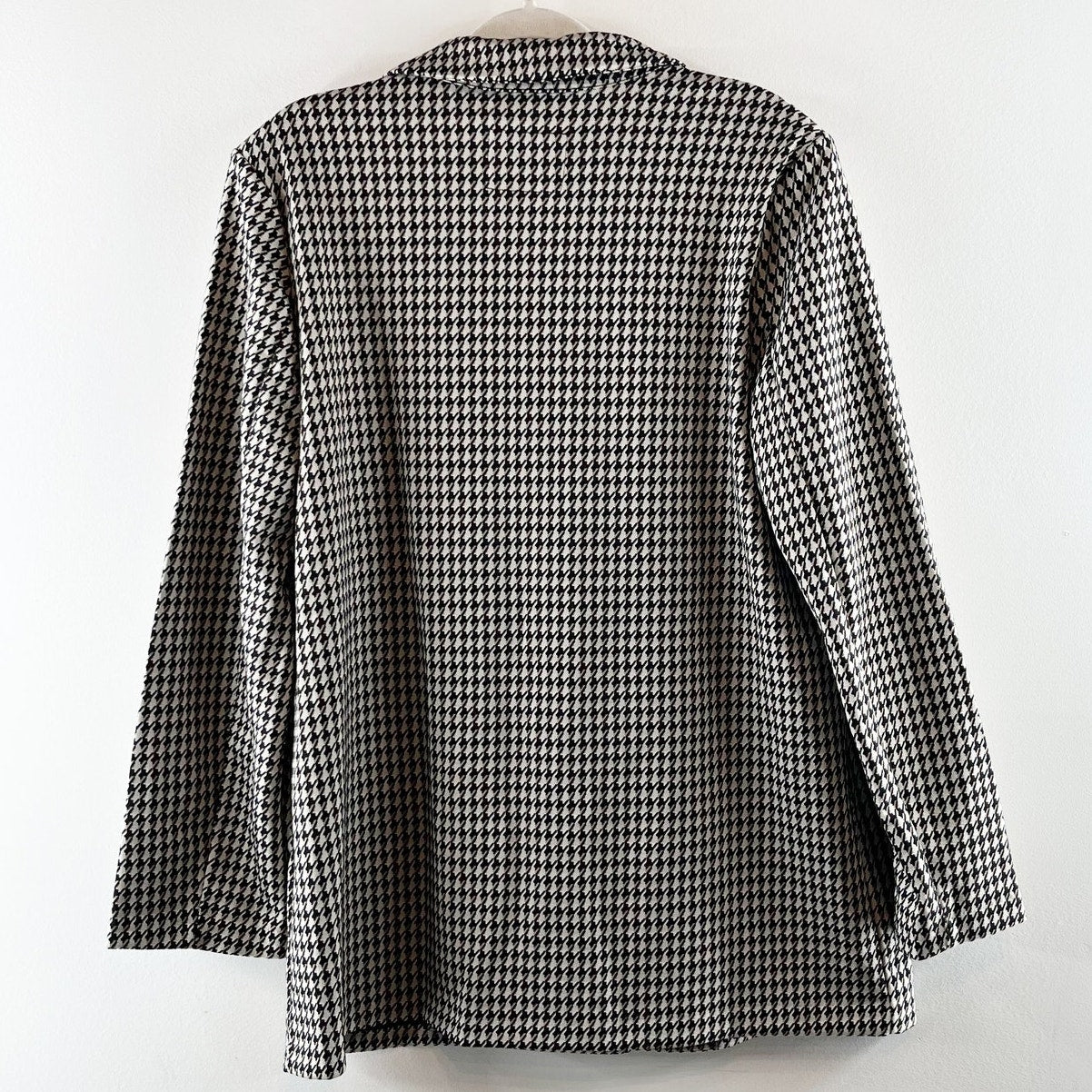 Sanctuary Longline Saddle Houndstooth Blazer Jacket Gray Black XL