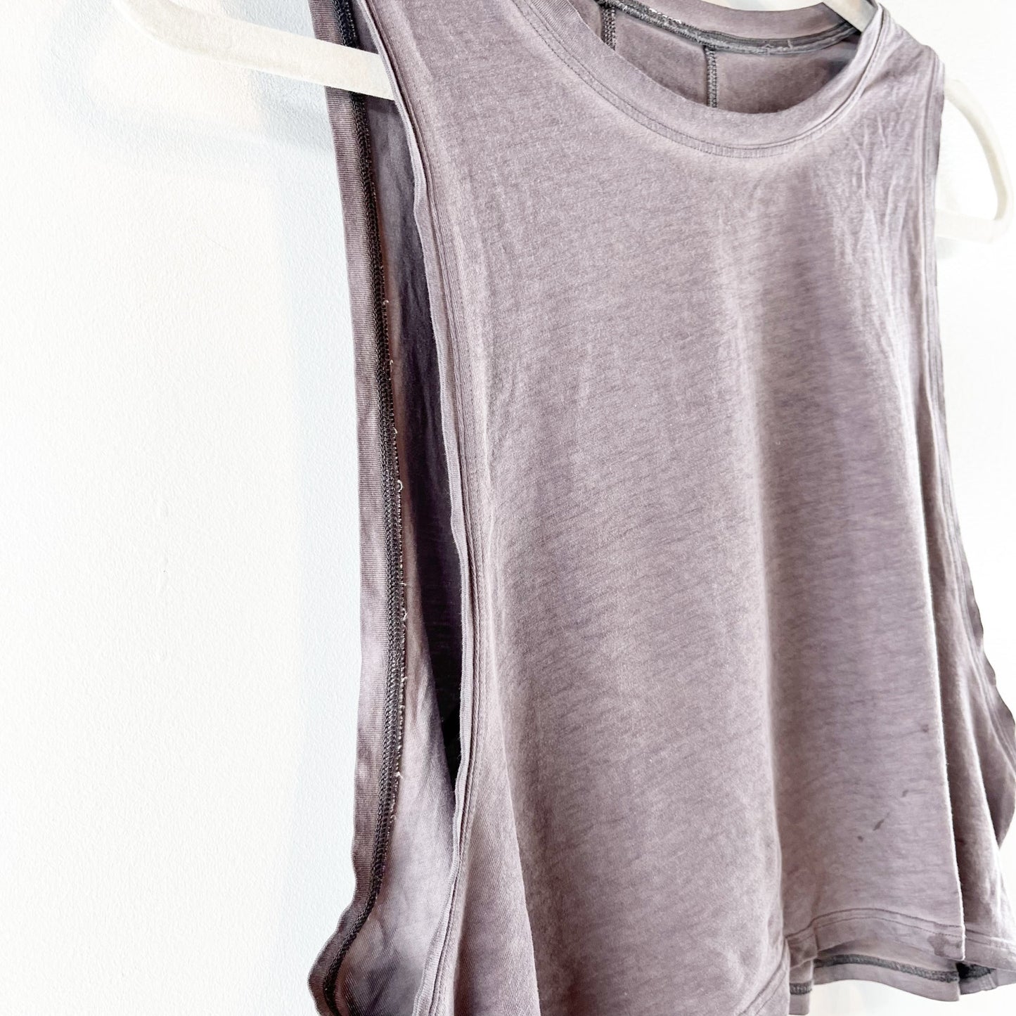 Lululemon Cropped Burnout Muscle Tank Top Gray Medium