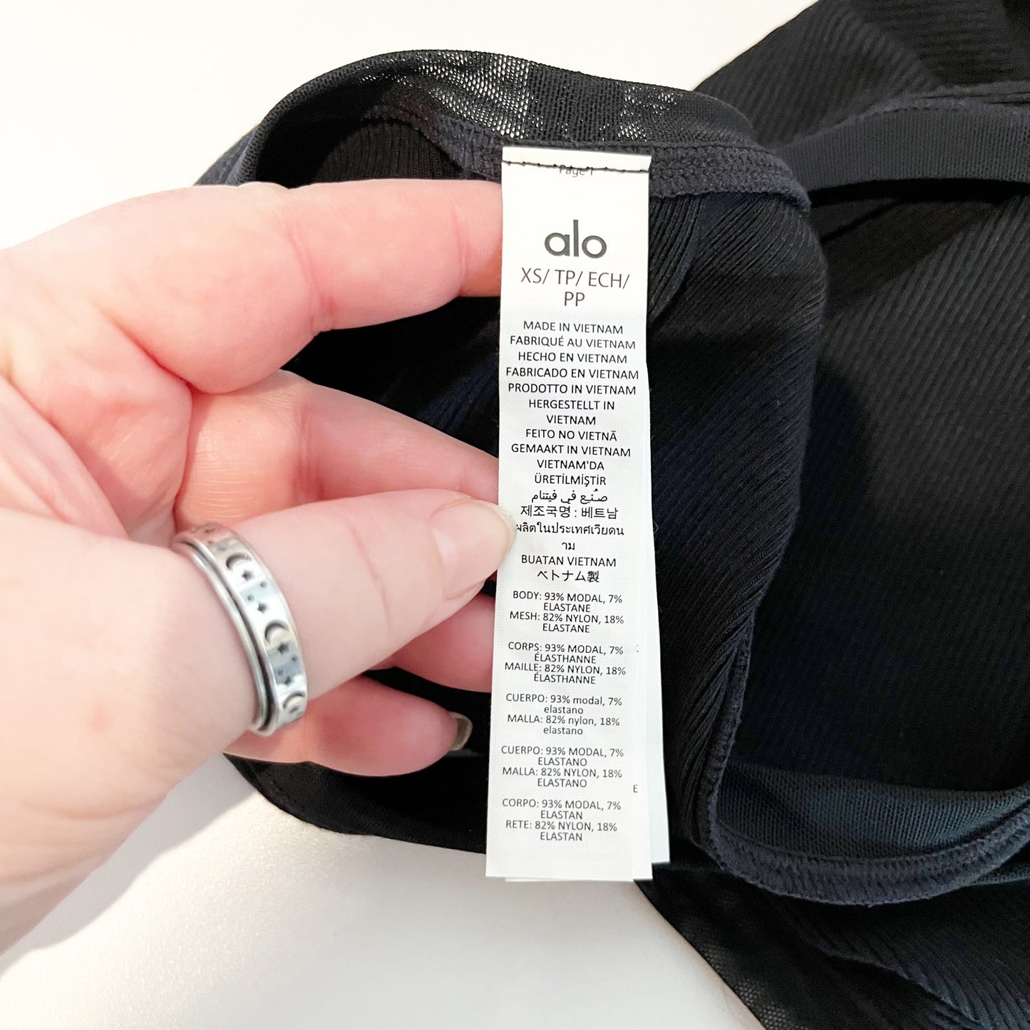 Alo Ribbed Mesh Secret Tank Top Black XS
