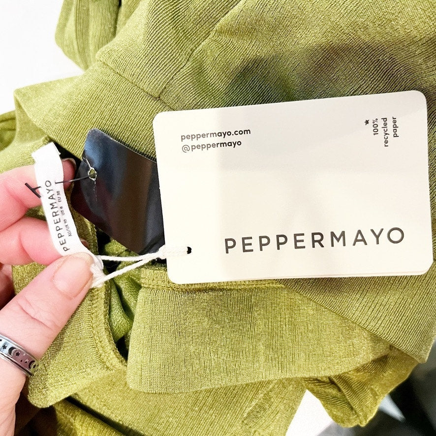 Peppermayo Wrap Tie Crop Bra Top and High Rise Flare Pants Matching Set Green 6