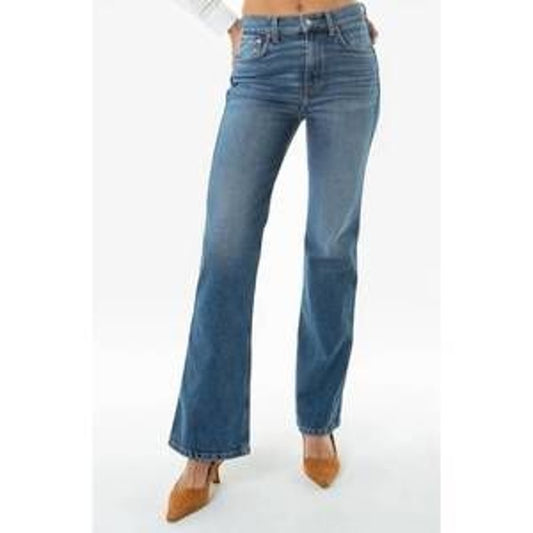 Etica Anya Modern High Rise Organic Cotton Flare Jeans Blue 27