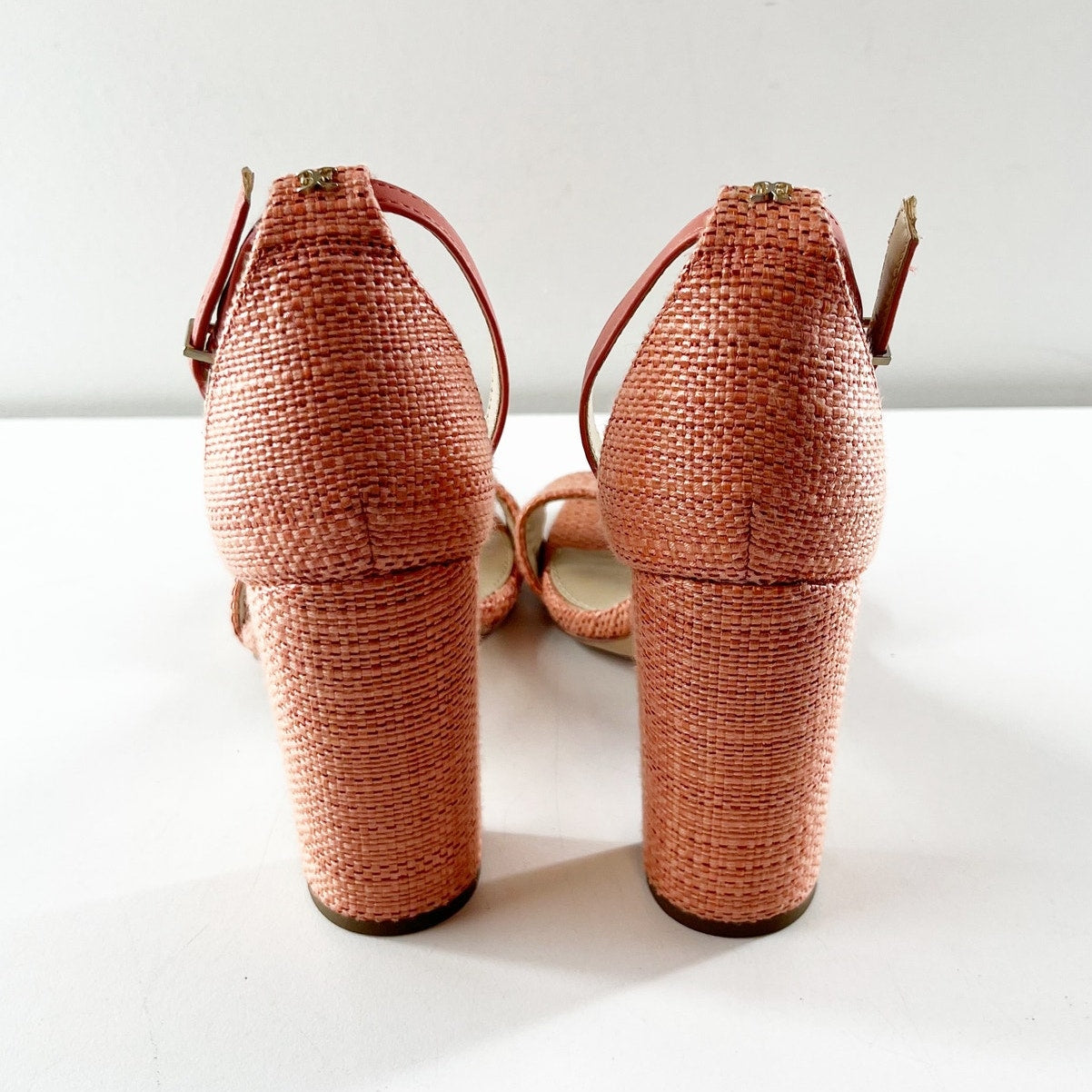 Sam Edelman Yaro Block Heel Sandals Shoes Coral Pink 7.5