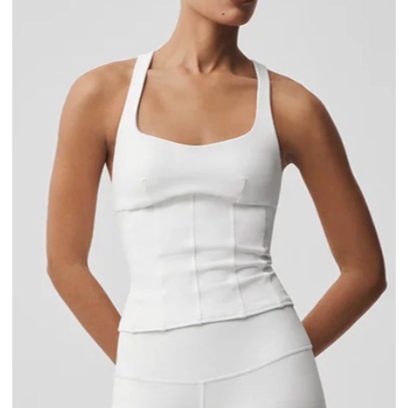 Alo Yoga Sparks Fly Corset Tank Top White Small