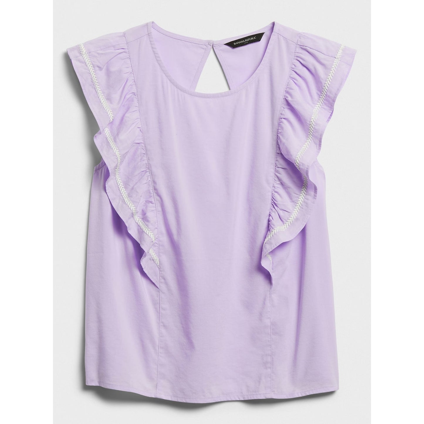 Banana Republic Open Back Cutout Ruffle Short Sleeve Top Lilac Purple XS Petite