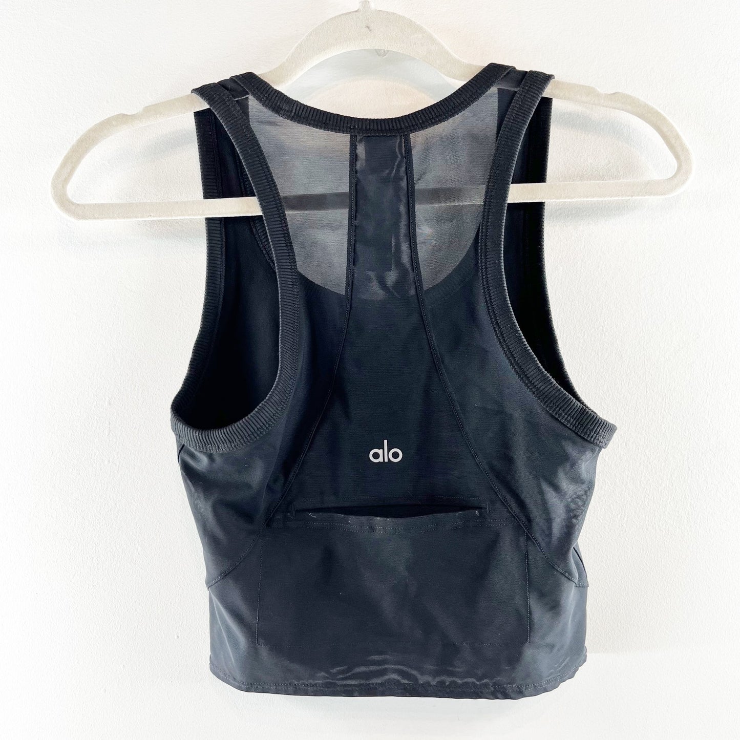 Alo Mesh Front Runner Longline Tank Top Black Small