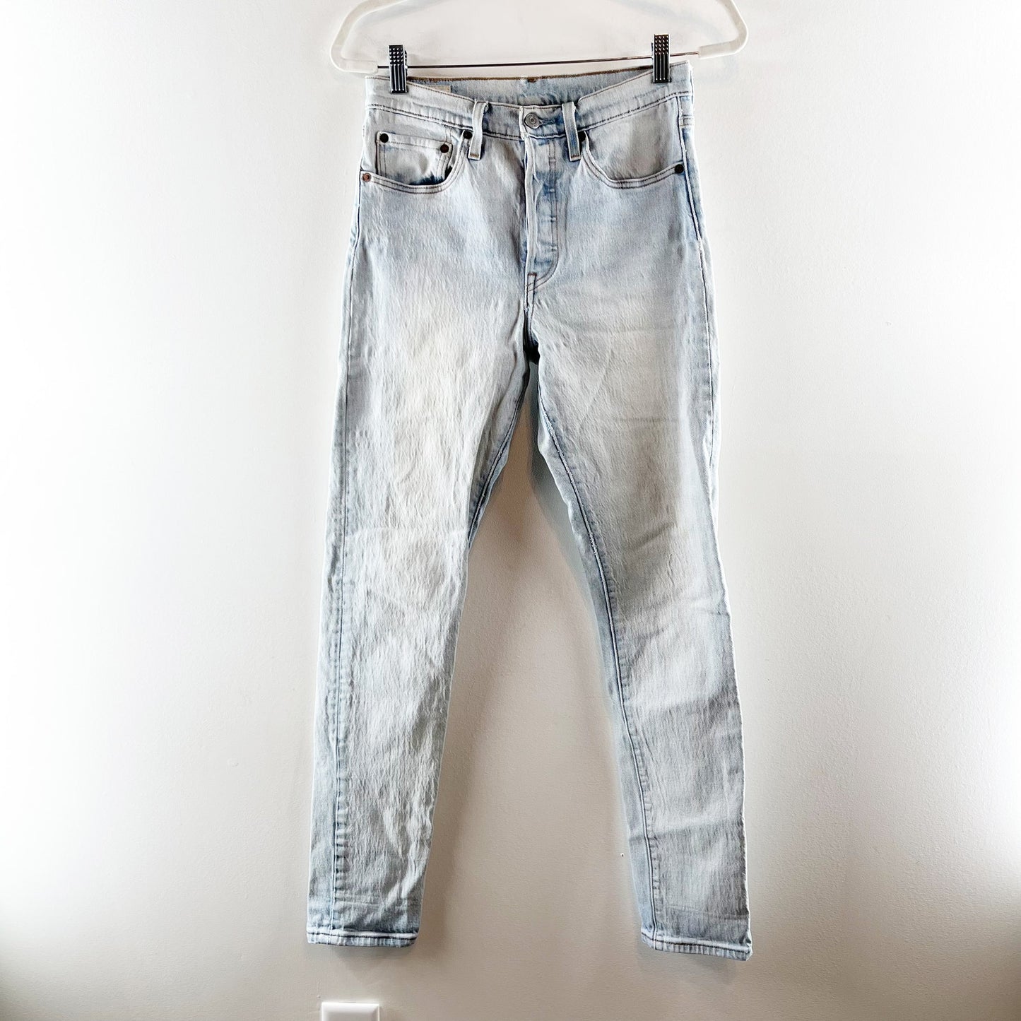 Levi's Premium 501 Cotton Blend High Rise Skinny Jeans Tango Light Blue 27 / 4